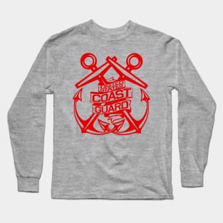 U.S. Coast Guard - Crossed Anchors in Red Long Sleeve T-Shirt